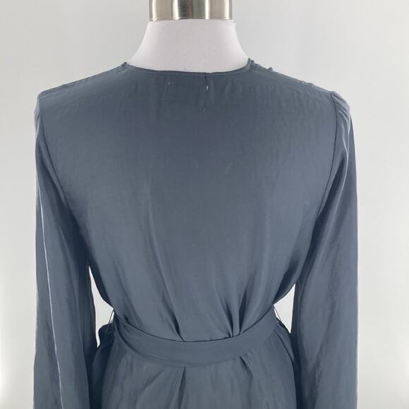 Show Me Your Mumu Womens Gray Belted Poly Wrap Jacket Bell Sleeve Size M - Picture 10 of 11